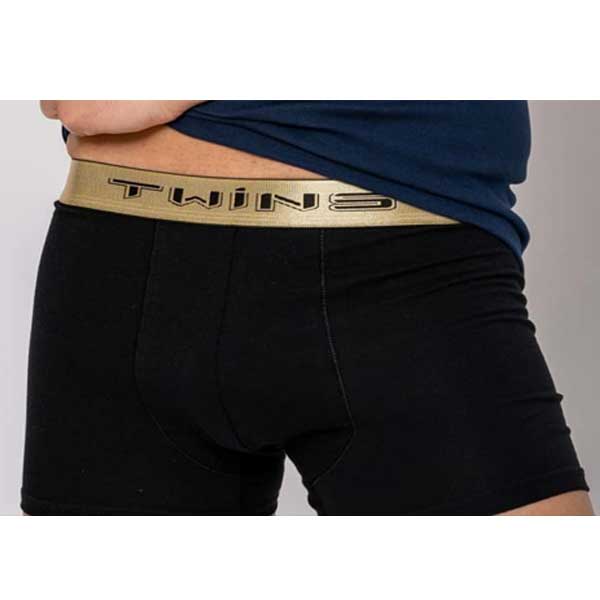 Μπόξερ εφαρμοστό μαύρο με χρυσό λάστιχο 610