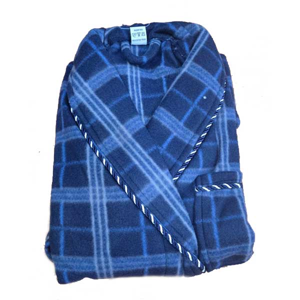 Ρόμπα σταυρωτή μακριά φλις καρώ μπλε