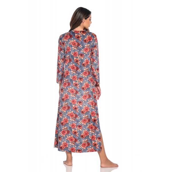 Clio Χειμερινό Βελούδο Μακρύ Νυχτικό Φλοράλ