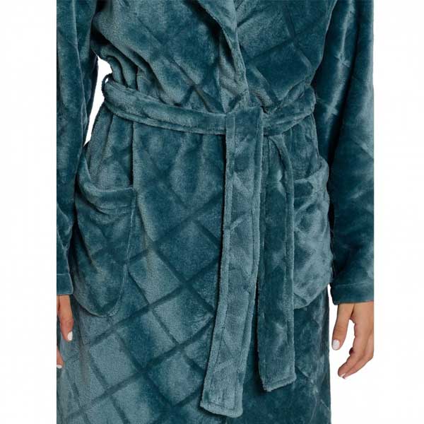 Clio Lingerie Μακριά Ρόμπα Σταυρωτή Μονόχρωμη (Πετρόλ)