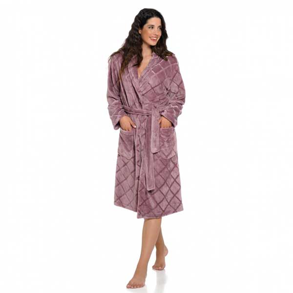 Clio Lingerie Μακριά Ρόμπα Σταυρωτή Μονόχρωμη (Σάπιο Μήλο)